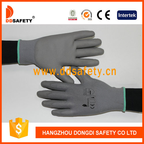 Grey nylon with grey PU glove Grey nylon with grey PU glove